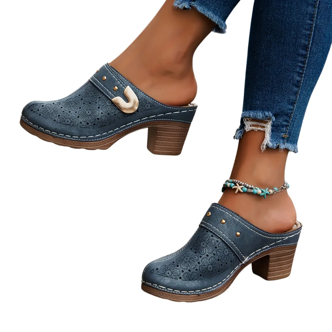 Sabots femme à talon sculpté vintage – Image 8