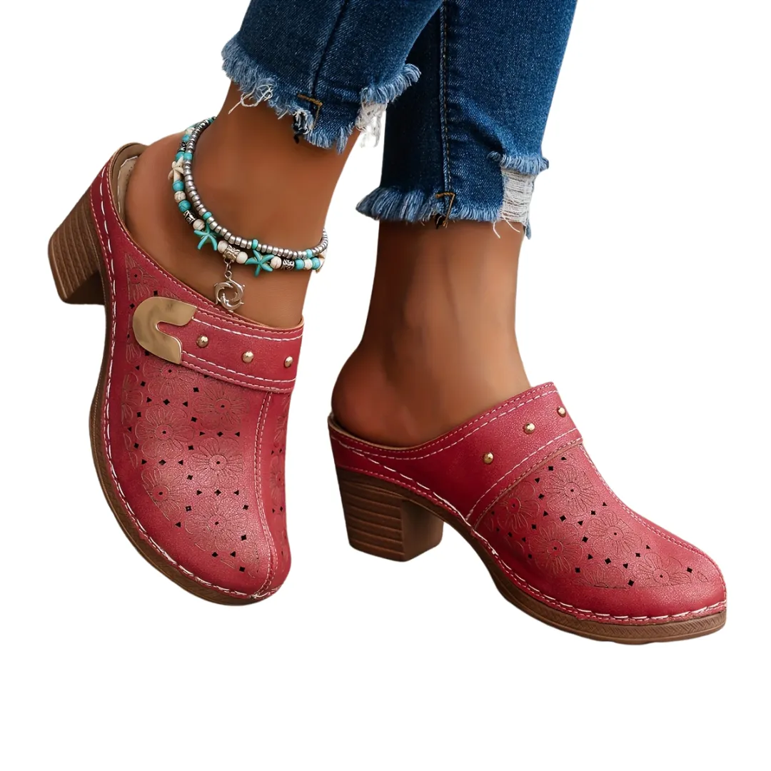 Sabots femme à talon sculpté vintage – Image 9