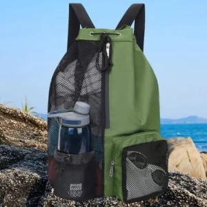 Sac à dos de plage en maille – Ultra léger et respirant, idéal pour serviettes mouillées et sable