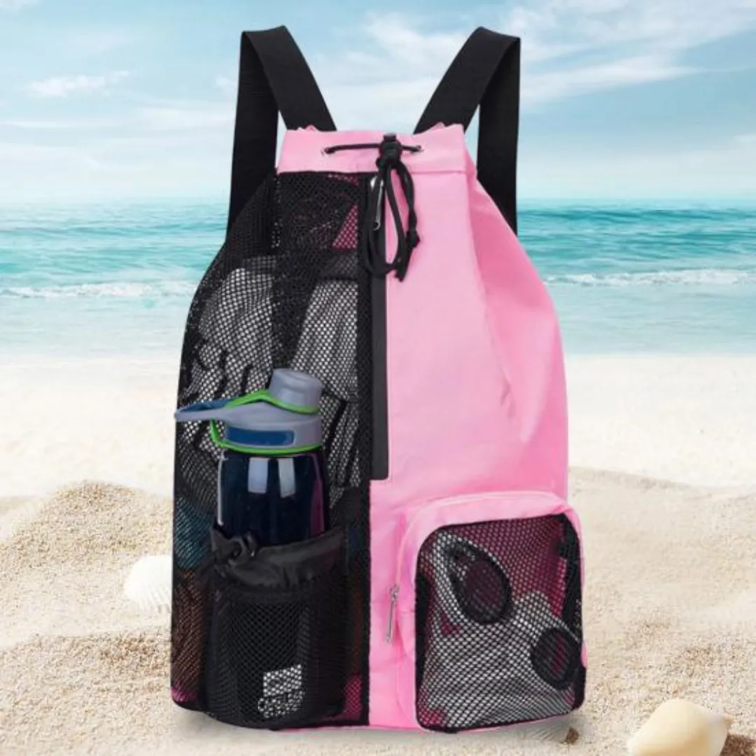 Sac à dos de plage en maille – Ultra léger et respirant, idéal pour serviettes mouillées et sable – Image 7