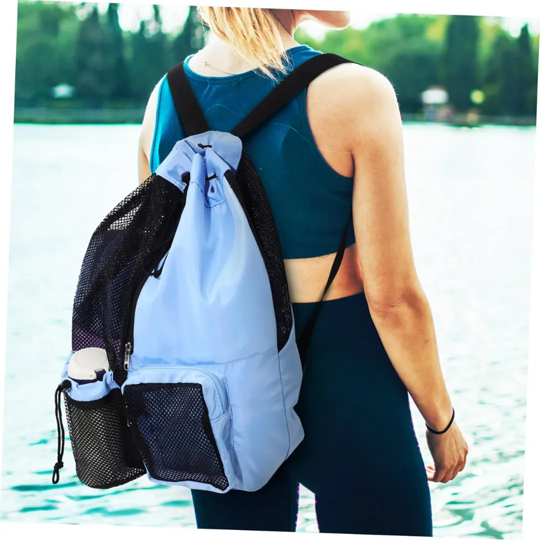 Sac à dos de plage en maille – Ultra léger et respirant, idéal pour serviettes mouillées et sable – Image 8