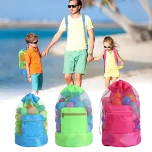 Sac en maille pour rangement de jouets de plage – Séchage rapide et sable filtré, idéal vacances enfants
