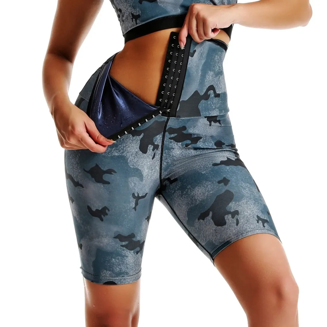 Short legging de sudation taille haute – Affine la silhouette, brûle les graisses, effet ventre plat immédiat – Image 7