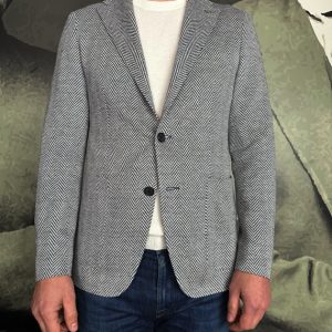 TAGLIATORE – Veste Droite Lin Chevrons