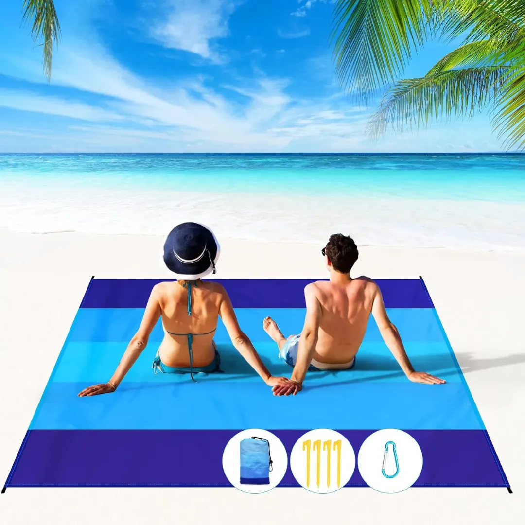 Tapis plage imperméable grande taille – Confort XXL pour toute la famille – Sable et humidité bloqués – Image 4