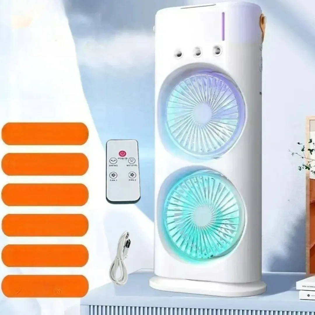 Ventilateur de bureau à double tête avec télécommande – Fraîcheur personnalisée et silencieuse pour un confort optimal au travail – Image 3