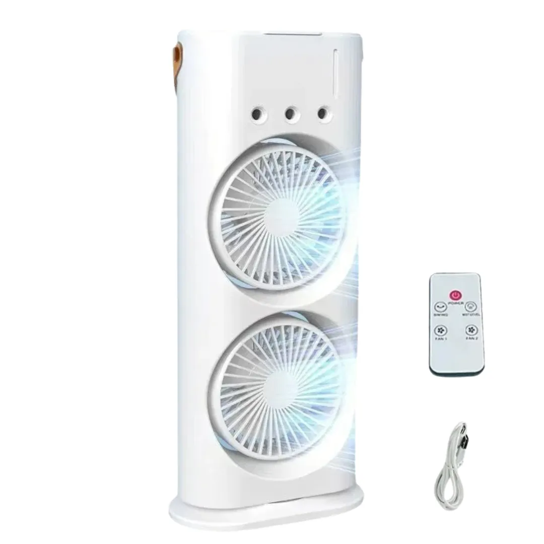 Ventilateur de bureau à double tête avec télécommande – Fraîcheur personnalisée et silencieuse pour un confort optimal au travail – Image 7