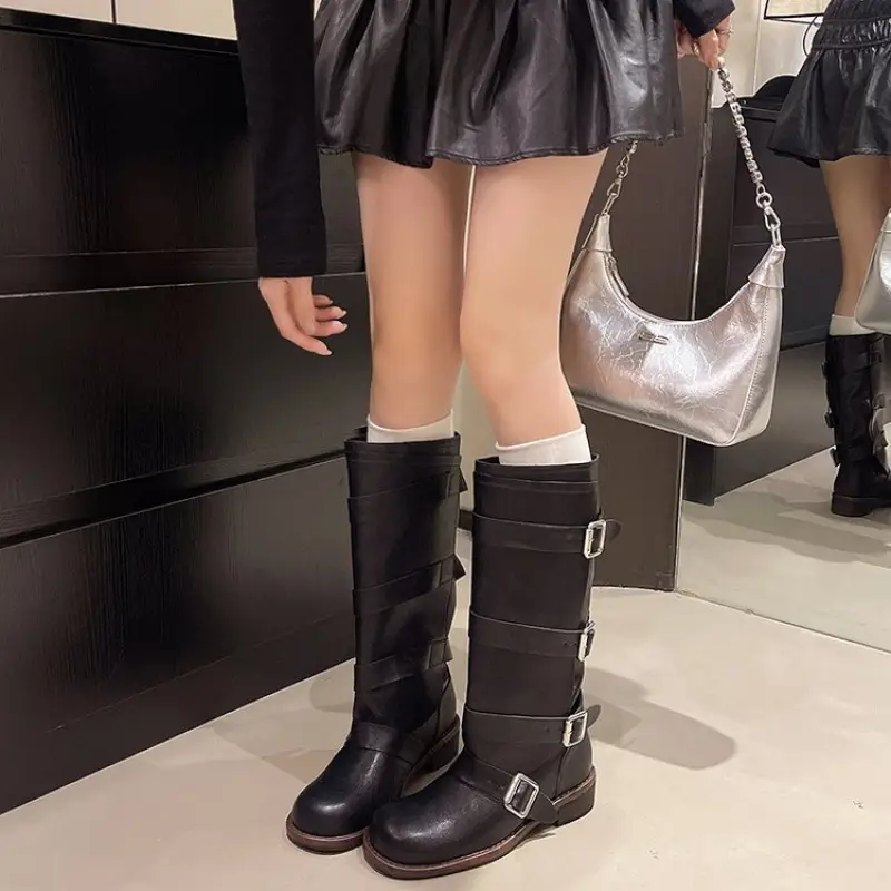 Bottes cavalières femme en cuir épais – style western polyvalent à la cheville – Image 7