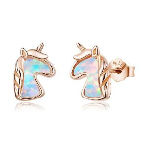 Boucles D'Oreilles Licorne Dorées Pour Filles