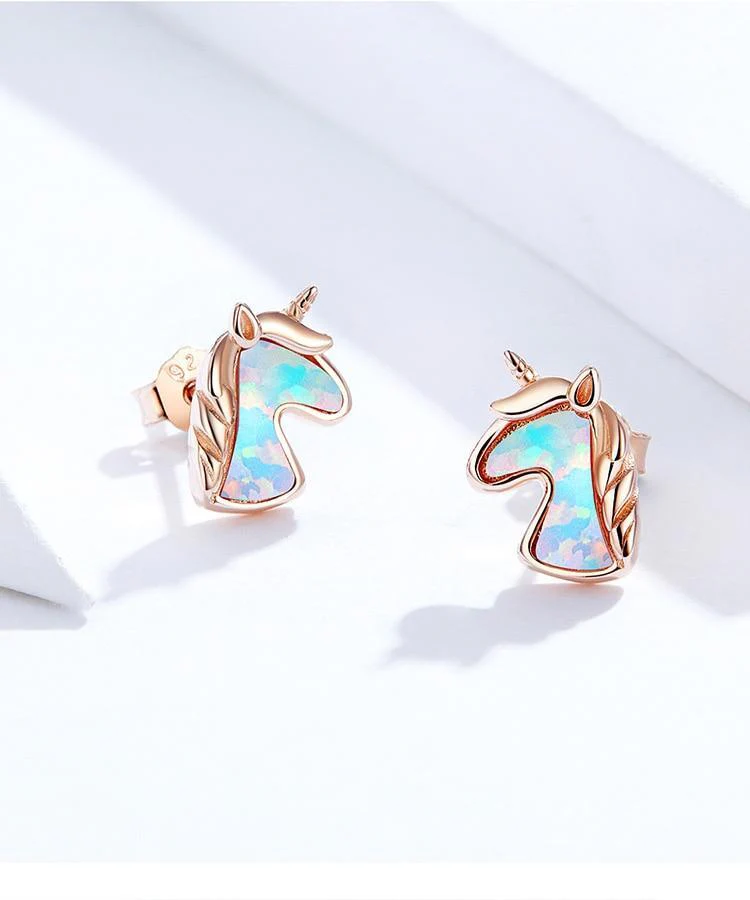 Boucles D'Oreilles Licorne Dorées Pour Filles – Image 3