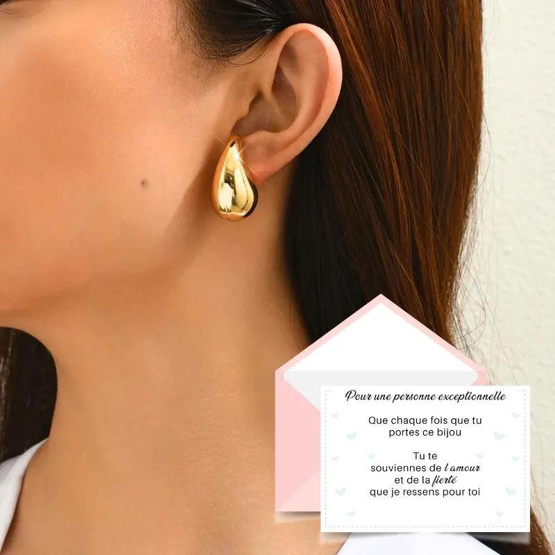 Boucle d’oreille Goutte d’eau Or et Argent Luxe – Image 2