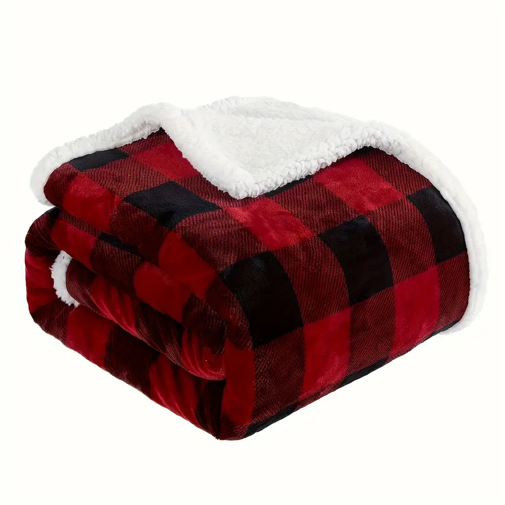 Plaid en flanelle douce réversible – motif carreaux rouge noir – ultra confortable – Image 6