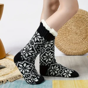 Chaussons chaussettes polaires femme antidérapants hiver – confort intérieur cosy