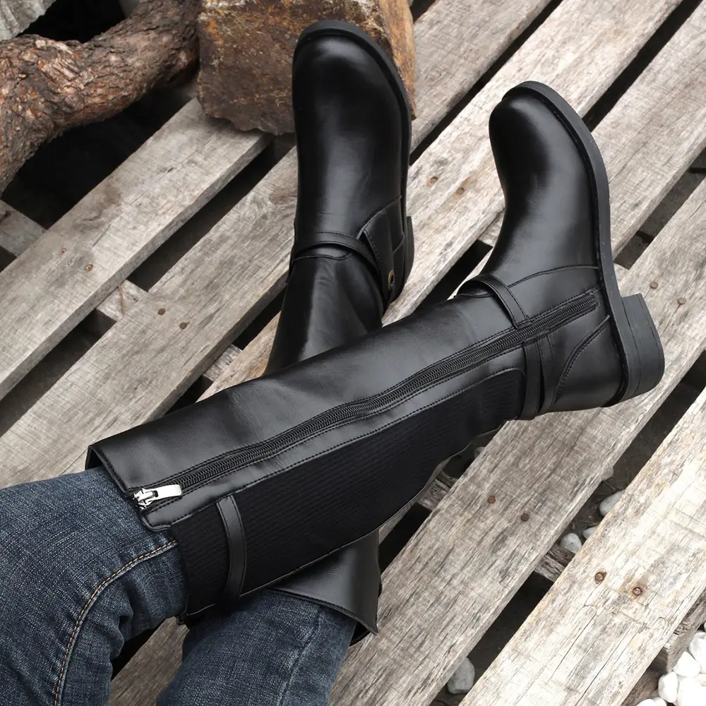 Bottes cavalières femme en cuir noir – style équestre avec fermeture latérale – Image 7