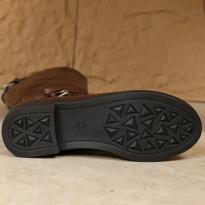 Bottes cavalières femme en cuir avec double boucle et fermeture latérale