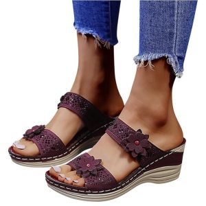 Sandale Orthopédique Femme Confort à Fleurs