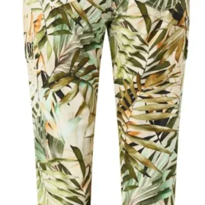 Jean 7/8 Ornella Imprimé Palmier Jungle - Coupe Slim Confortable pour un Look Estival Tendance