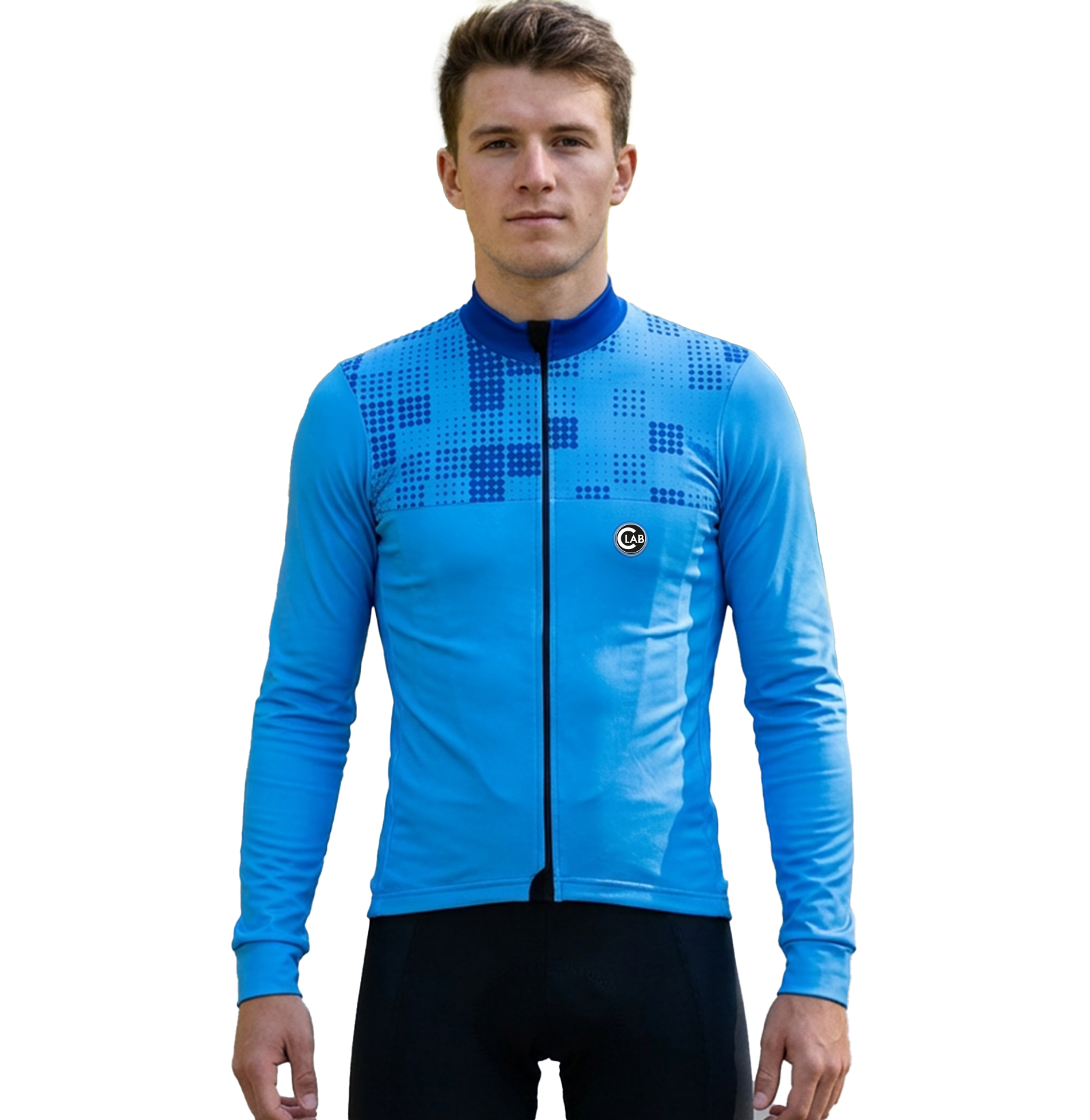 Maillot de Cyclisme Hiver Manches Longues ORDINO Bleu – Image 2