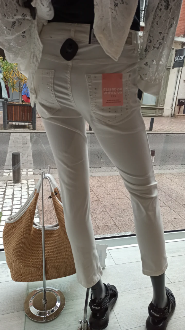 zerres jean blanc poches arriere strassees – Image 3