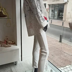 zerres jean blanc poches arriere strassees